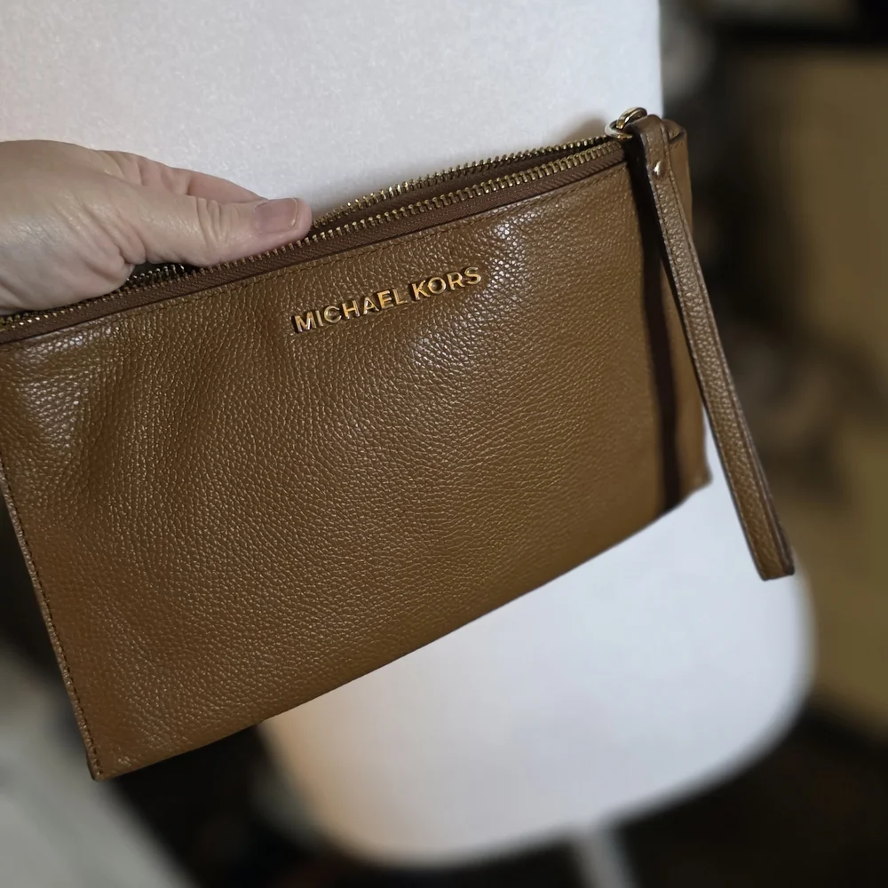 Michael Kors Brown Leather Wristlet Clutch - Picture 3 of 4